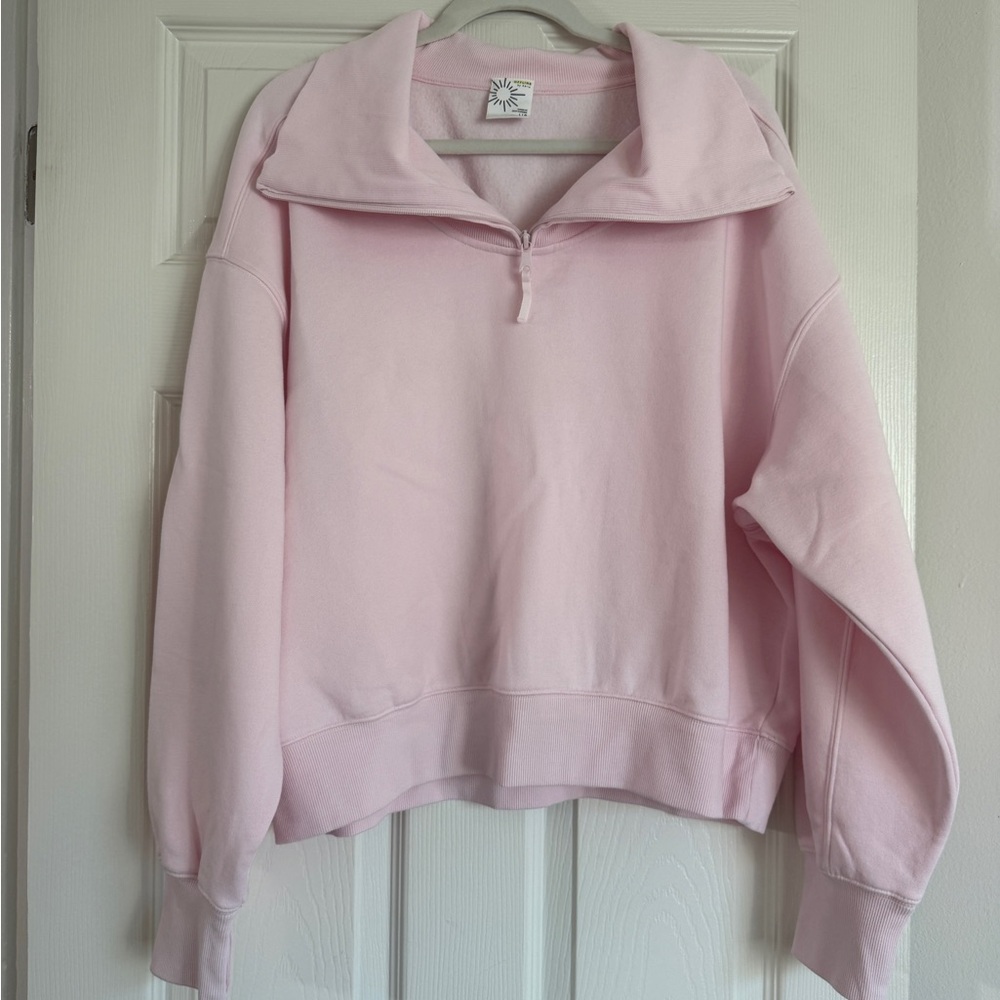 Aerie Light Pink Quarter-Zip Sweatshirt